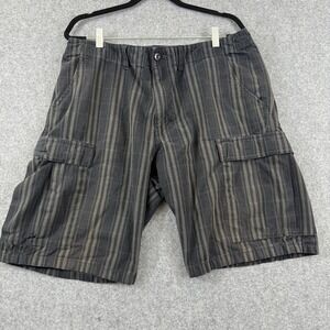 Patagonia‎ Organic Cotton Shorts Men's 36 Black Striped Cargo Pockets